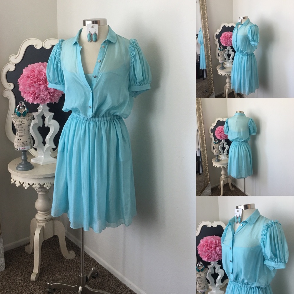 🌺Dolce & Gabbana 
Tiffany Blue Sheer Silk Dress